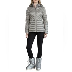 32 Degrees Down Packable Puffer Gray Silver Jacket Quilted Coat Womens Size M